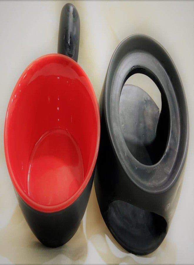 YOUR LOCAL STORE متجرك المحلي - طقم فوندو سيراميك أحمر اللون، وعاء قاعدة، شمعة صغيرة - Image 2